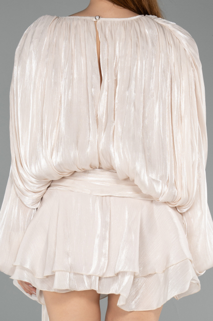 Tenue de Soirée Mini Mousseline Beige ABK2499