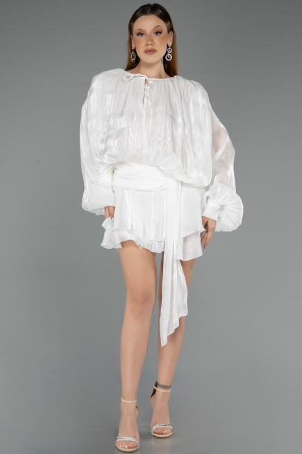 Tenue de Soirée Mini Mousseline Blanc ABK2499