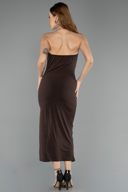 Robe De Soirée Midi Brun ABK2495