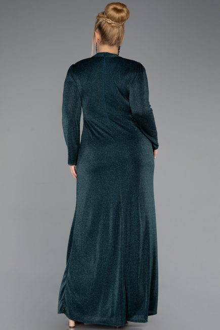 Robe Hijab Grande Taille Longue Émeraude ABU5502