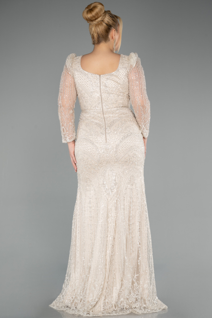 Robe Grande Taille Longue Perlé Beige ABU5388
