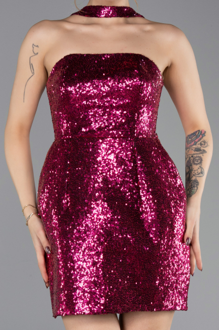 Robe De Soirée Mini Fushia ABK2201