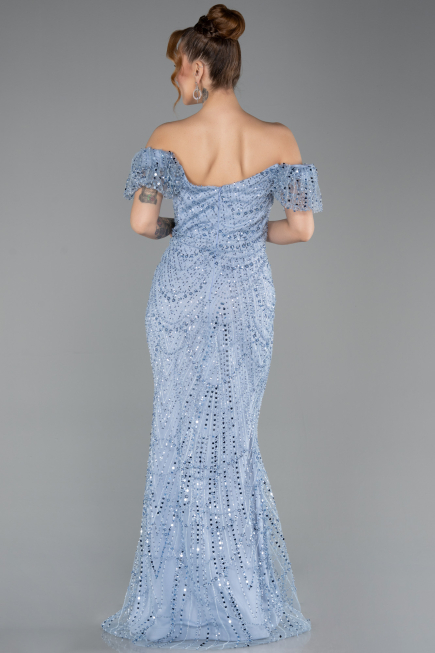 Robe de Soirée Longue Perlé Indigo ABU5547