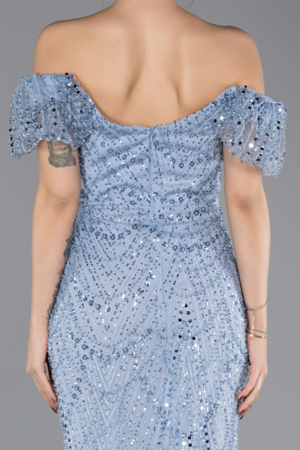 Robe de Soirée Longue Perlé Indigo ABU5547