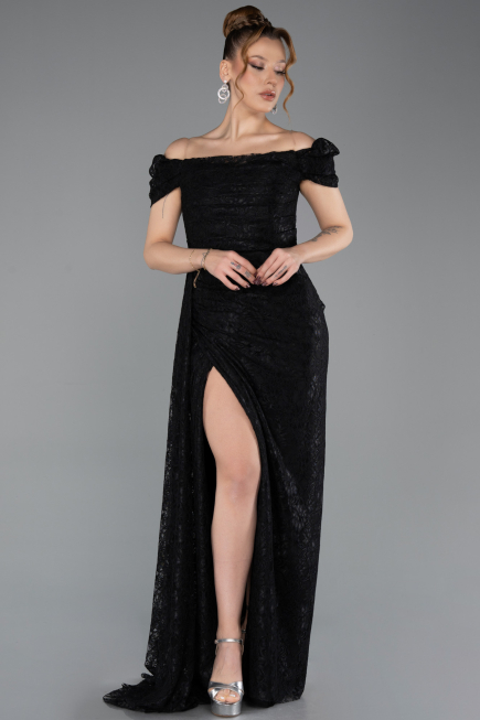 Robe de Soirée Longue Lacé Noir ABU5553