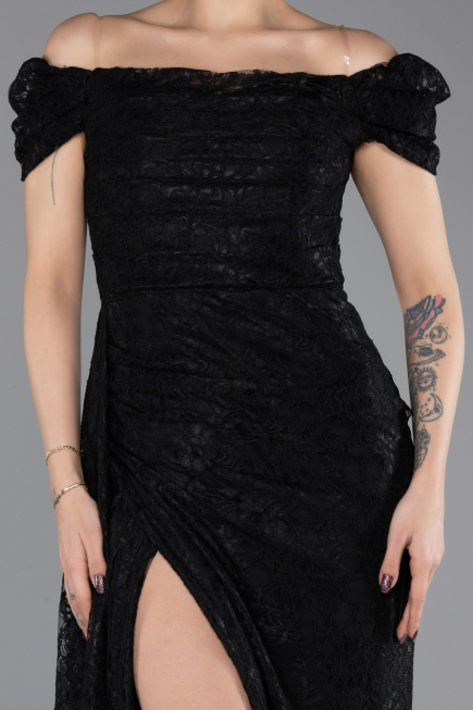 Robe de Soirée Longue Lacé Noir ABU5553
