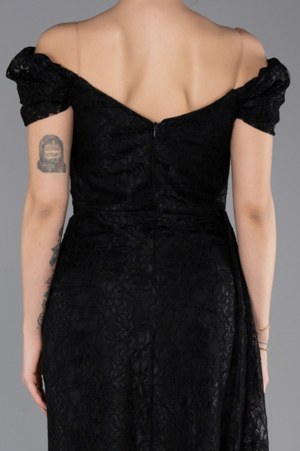 Robe de Soirée Longue Lacé Noir ABU5553