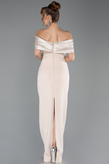 Robe De Soirée Midi Beige ABK2501