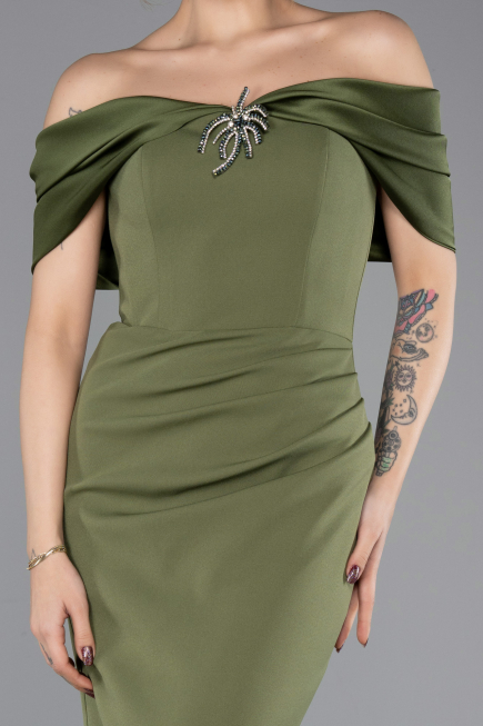Robe De Soirée Midi Kaki ABK2501