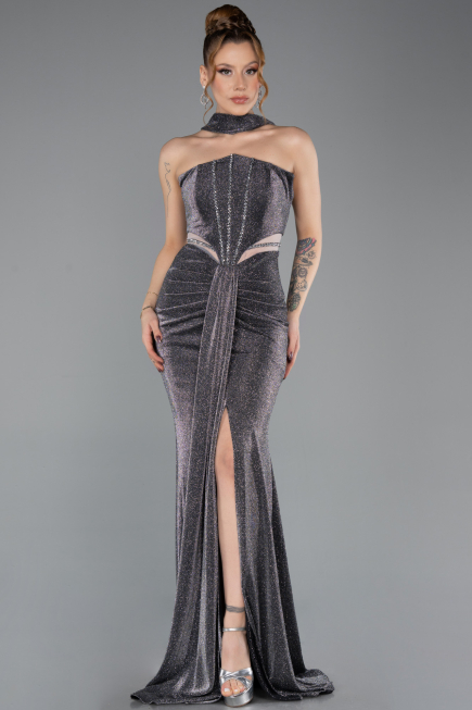 Robe de Soirée Longue Anthracite ABU5560