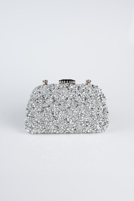 Sac de Soirée Luxe Pierreux Argent SH839