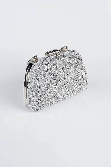Sac de Soirée Luxe Pierreux Argent SH839