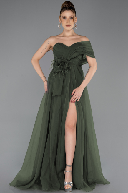 Robe de Soirée Longue Kaki ABU5528