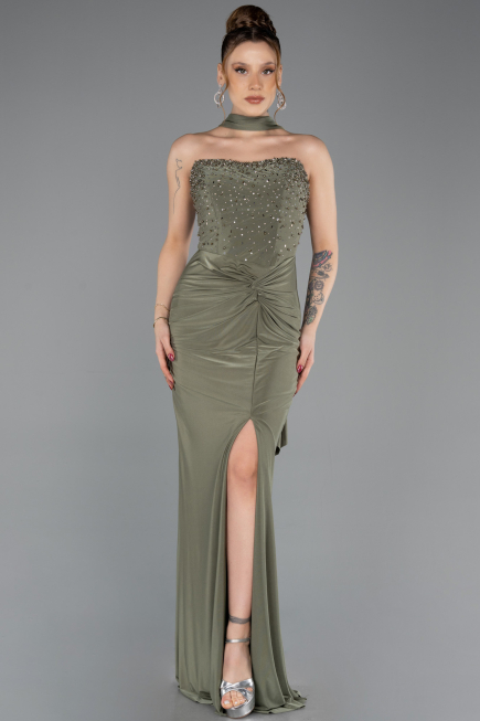 Robe de Soirée Longue Kaki ABU5564