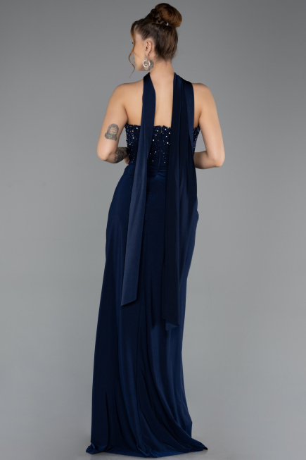 Robe de Soirée Longue Bleu Marine ABU5564