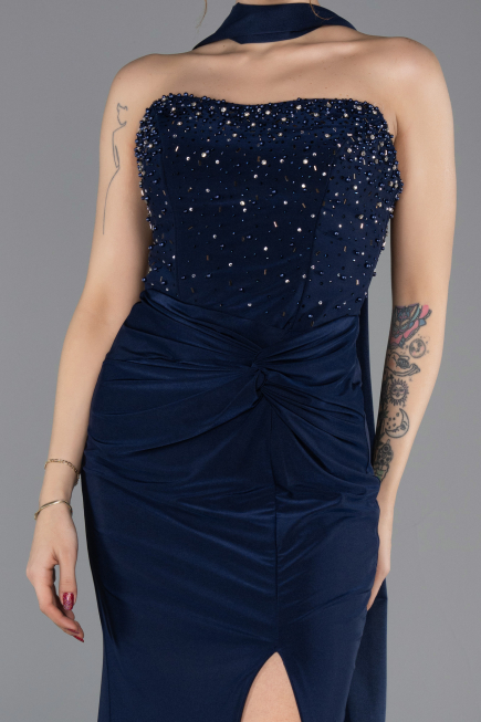 Robe de Soirée Longue Bleu Marine ABU5564