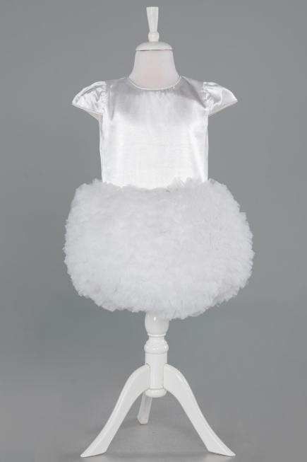 Robe de Soirée Enfants Courte Blanc ABK2502