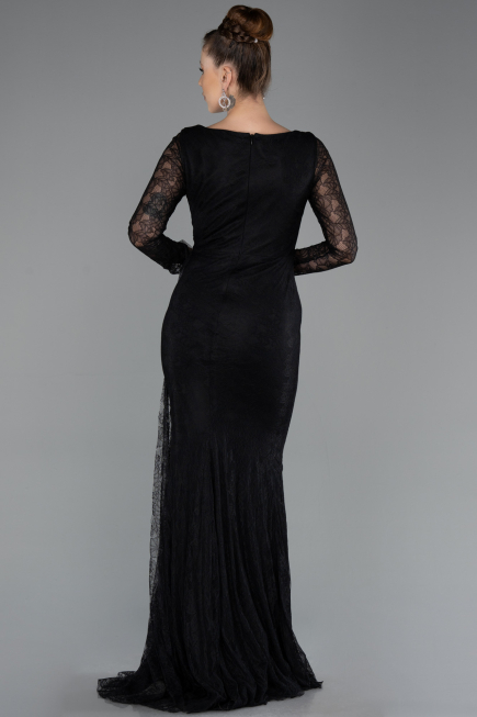 Robe de Soirée Longue Dantelle Noir ABU5588