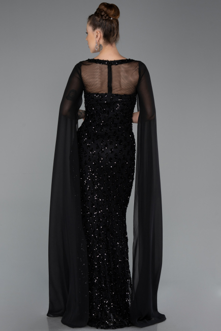 Robe de Soirée Longue Squameuse Noir ABU5589