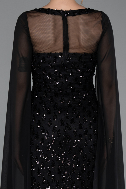Robe de Soirée Longue Squameuse Noir ABU5589