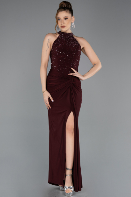 Robe de Soirée Longue Rouge Bordeaux ABU5593