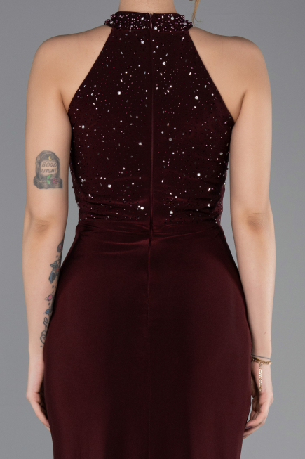 Robe de Soirée Longue Rouge Bordeaux ABU5593