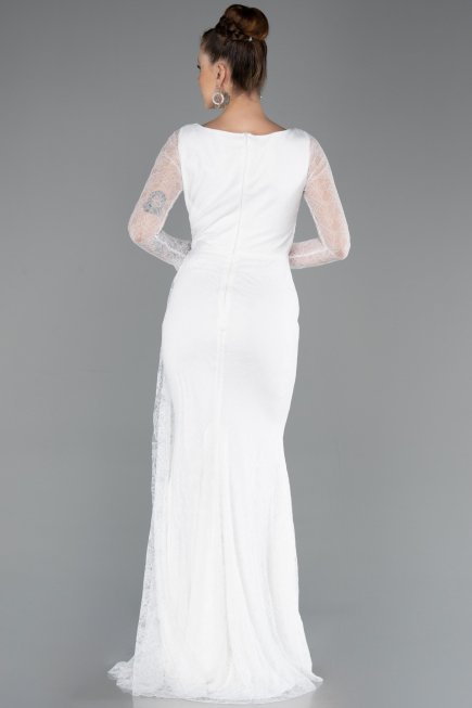 Robe de Soirée Longue Dantelle Blanc ABU5588