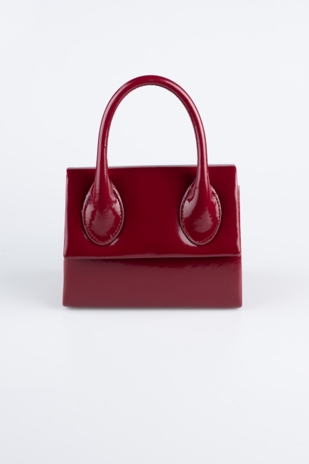 Sac de Soirée Luxe Cuir Verni Rouge Bordeaux KC165