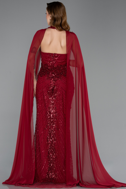Robe de Soirée Longue Rouge Bordeaux ABU5595