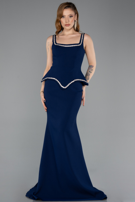 Robe Queue de Poisson Longue Bleu Marine ABU5597