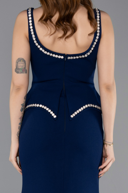 Robe Queue de Poisson Longue Bleu Marine ABU5597