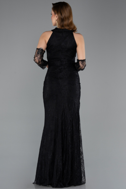 Robe Queue de Poisson Longue Dantelle Noir ABU5598