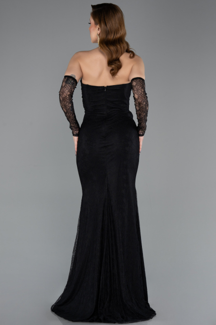 Robe de Soirée Longue Dantelle Noir ABU5603