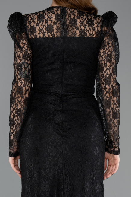 Robe de Soirée Longue Dantelle Noir ABU5604