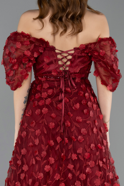 Robe de Soirée Longue Rouge Bordeaux ABU5611