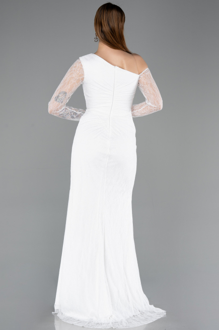 Robe de Soirée Longue Dantelle Blanc ABU5618