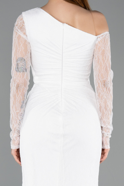 Robe de Soirée Longue Dantelle Blanc ABU5618