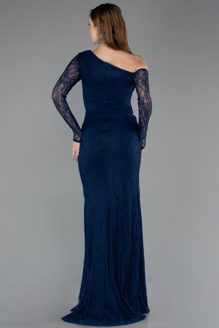 Robe de Soirée Longue Dantelle Bleu Marine ABU5618