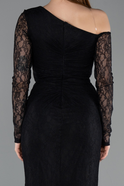 Robe de Soirée Longue Dantelle Noir ABU5618