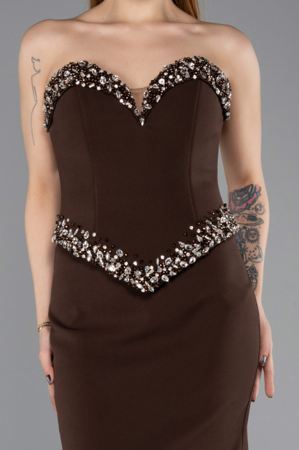 Robe de Soirée Longue Brun ABU5610