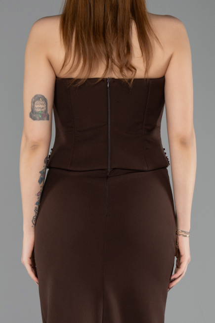 Robe de Soirée Longue Brun ABU5610