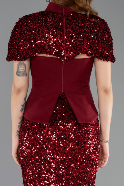 Robe de Soirée Longue Rouge Bordeaux ABU5640
