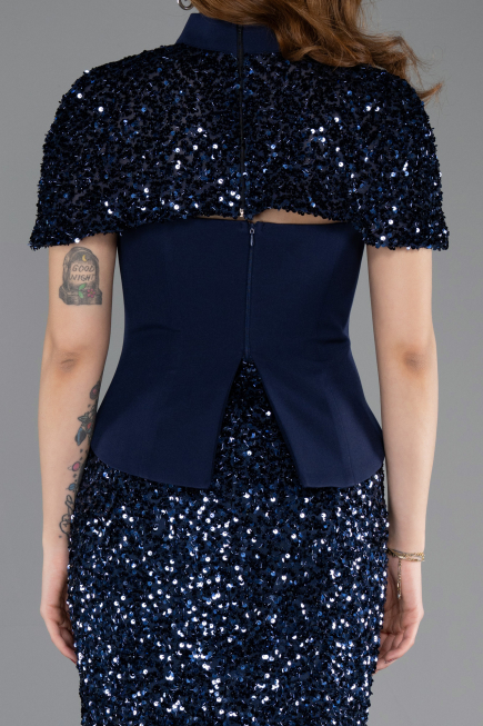 Robe de Soirée Longue Bleu Marine ABU5640