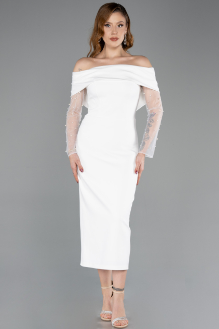 Robe de Cérémonie Midi Blanc ABK2522
