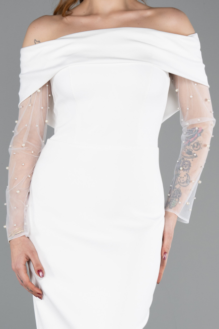 Robe de Cérémonie Midi Blanc ABK2522