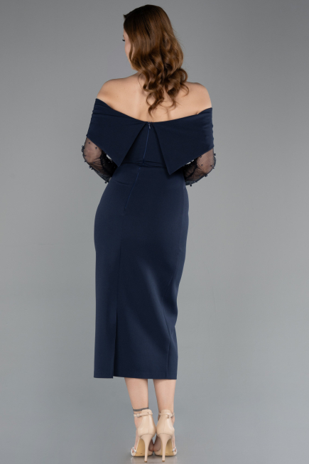Robe de Cérémonie Midi Bleu Marine ABK2522