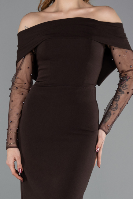 Robe de Cérémonie Midi Brun ABK2522