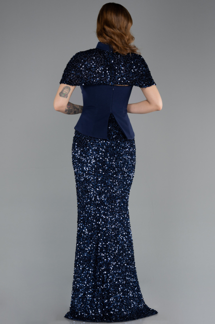 Robe de Soirée Longue Bleu Marine ABU5640