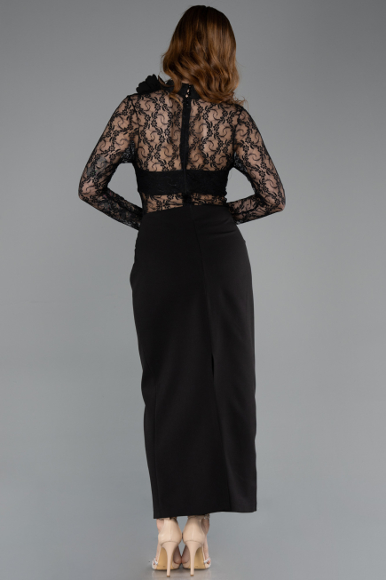 Robe de Cérémonie Midi Dantelle Noir ABK2513