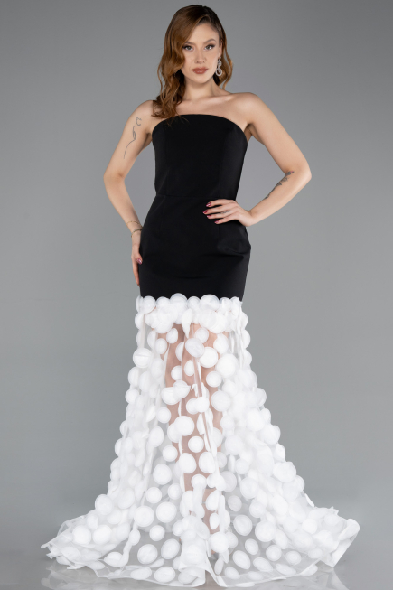 Robe de Soirée Longue Noir-Blanc ABU5635